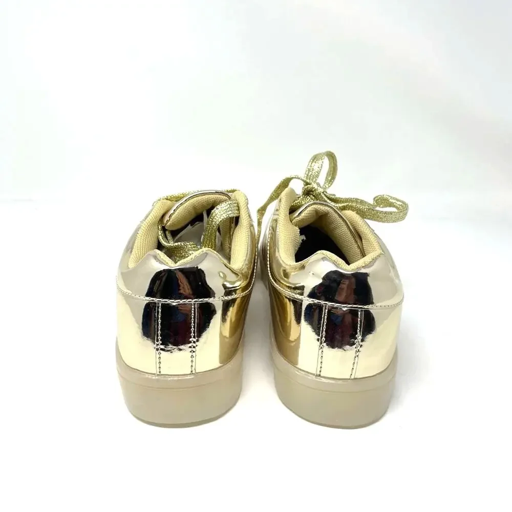 Gold Sneakers Metallic Shoes Light Up Rechargable 7 Glow New